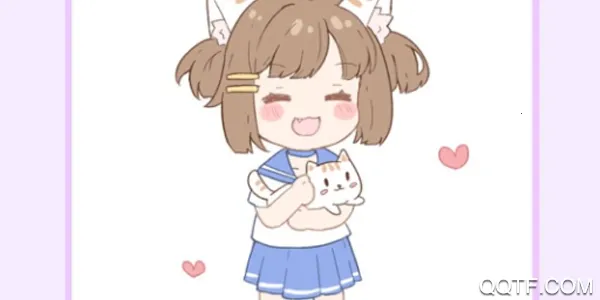 少女与猫(绘画填色游戏) 少女与猫(绘画填色游戏)